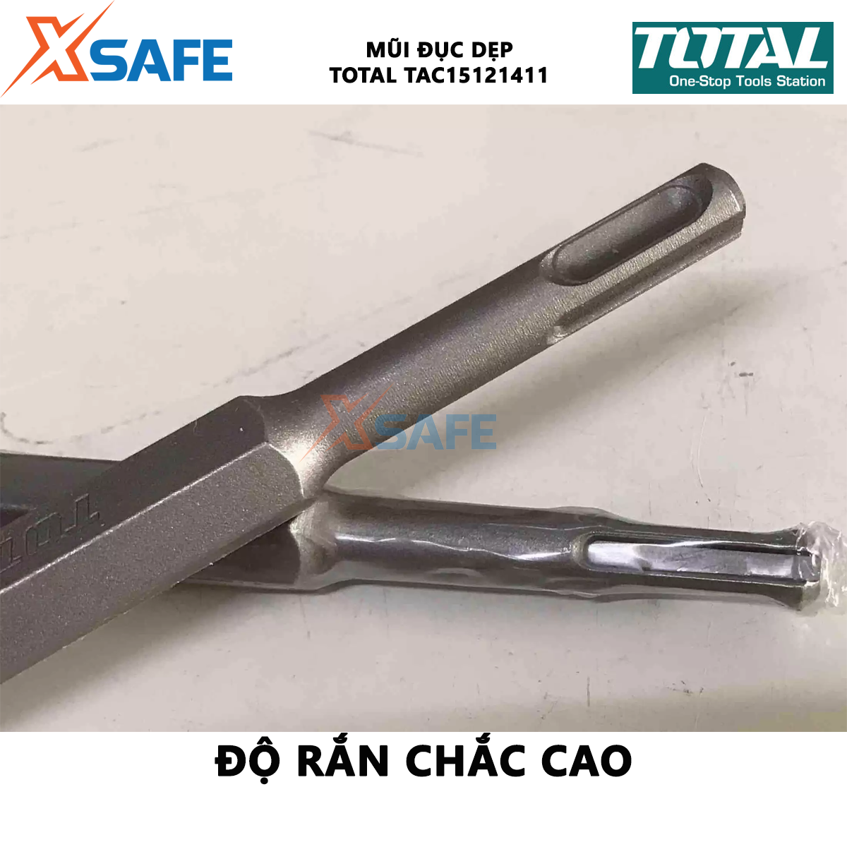 Mũi đục dẹp TOTAL TAC15121411 | mũi đục quy cách 14x 50x20mm đục, khoét các bề mặt cứng khác nhau như tường, bê tông