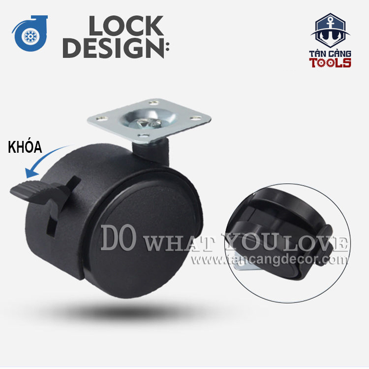 Bộ 4 Bánh Xe Có Khóa 40 mm