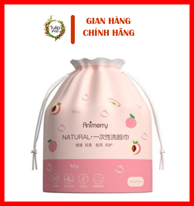 [HOT] Khăn Lau Mặt Dùng 1 Lần Cotton Cao Cấp ANIMERRY | Khăn tẩy trang Animerry | Khăn Mặt Khô Animerry Hình Trái Đào 1 Lần Lau Khô Lau Ướt - Giấy Lau Mặt Dùng 1 lần