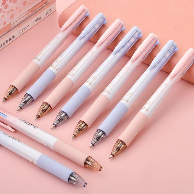 [HCM]BÚT BI NHIỀU MÀU DELI - 0.7MM - 4 MÀU MỰC - VỎ THIẾT KẾ HOA DỄ THƯƠNG