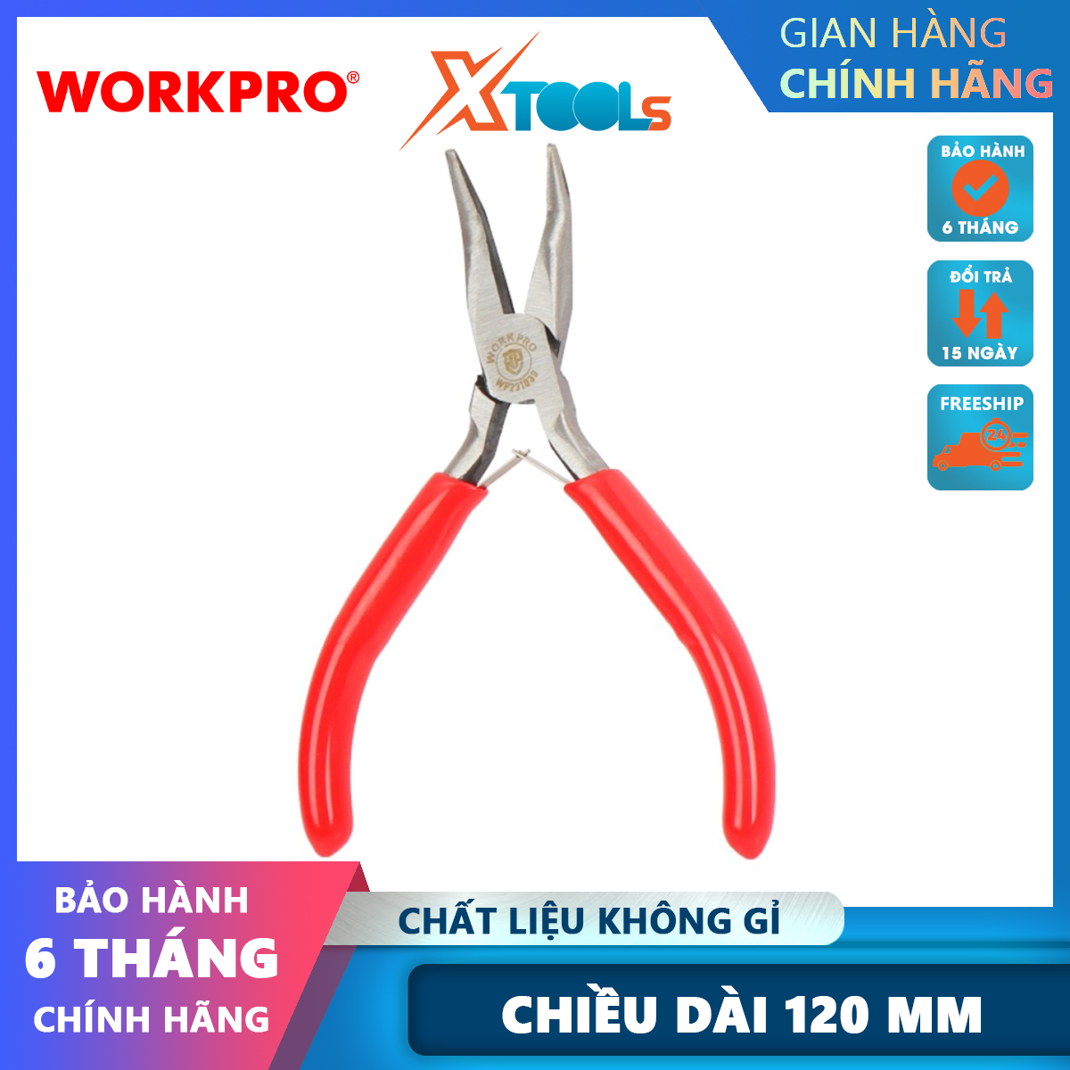 Kìm mũi cong mini Workpro