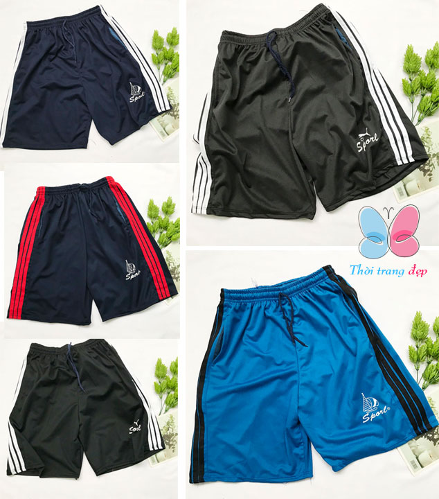 Men boxers freesize from 60-65kg elastic shorts male sports wear home delivery 3 stripe print Logo-QN68