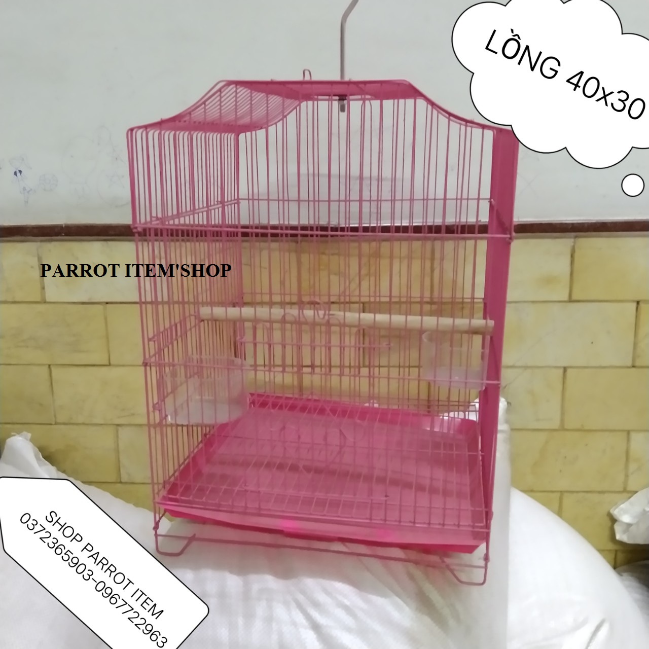 LỒNG CHIM SIZE 30*40 CHO CHIM,YẾN PHỤNG, VẸT(MÀU SẮC LỒNG XANH, HỒNG,CAM CÓ THỂ THAY ĐỔI THEO KHO CỦA SHOP)