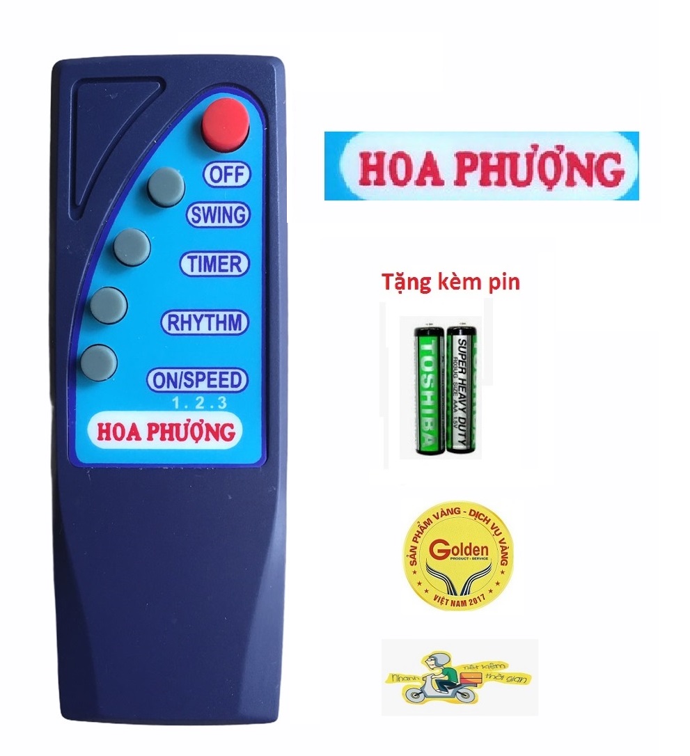 Điều khiển quạt Hoa Phượng chính hãng zin theo máy - Tặng kèm pin - Remote Hoa Phượng - Remote quạt Hoa Phượng chính hãng - Bảo hành 3 tháng