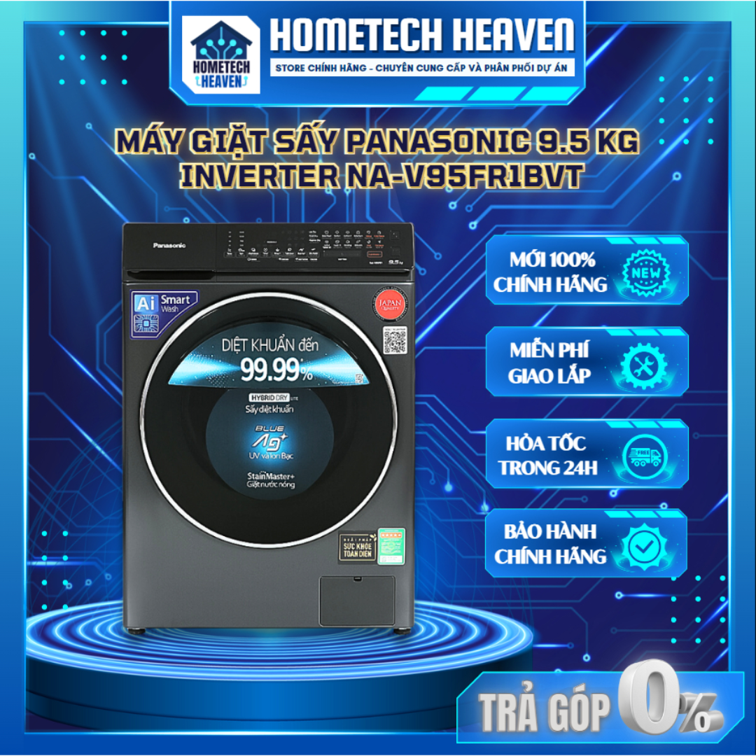 Máy giặt sấy panasonic inverter 9.5 kg na-v95fr1bvt - hàng chính hãng