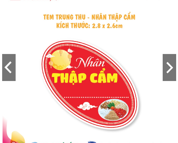 Tem Dán, Nhãn dán Nhân Bánh Trung Thu - Hình Elip mới.