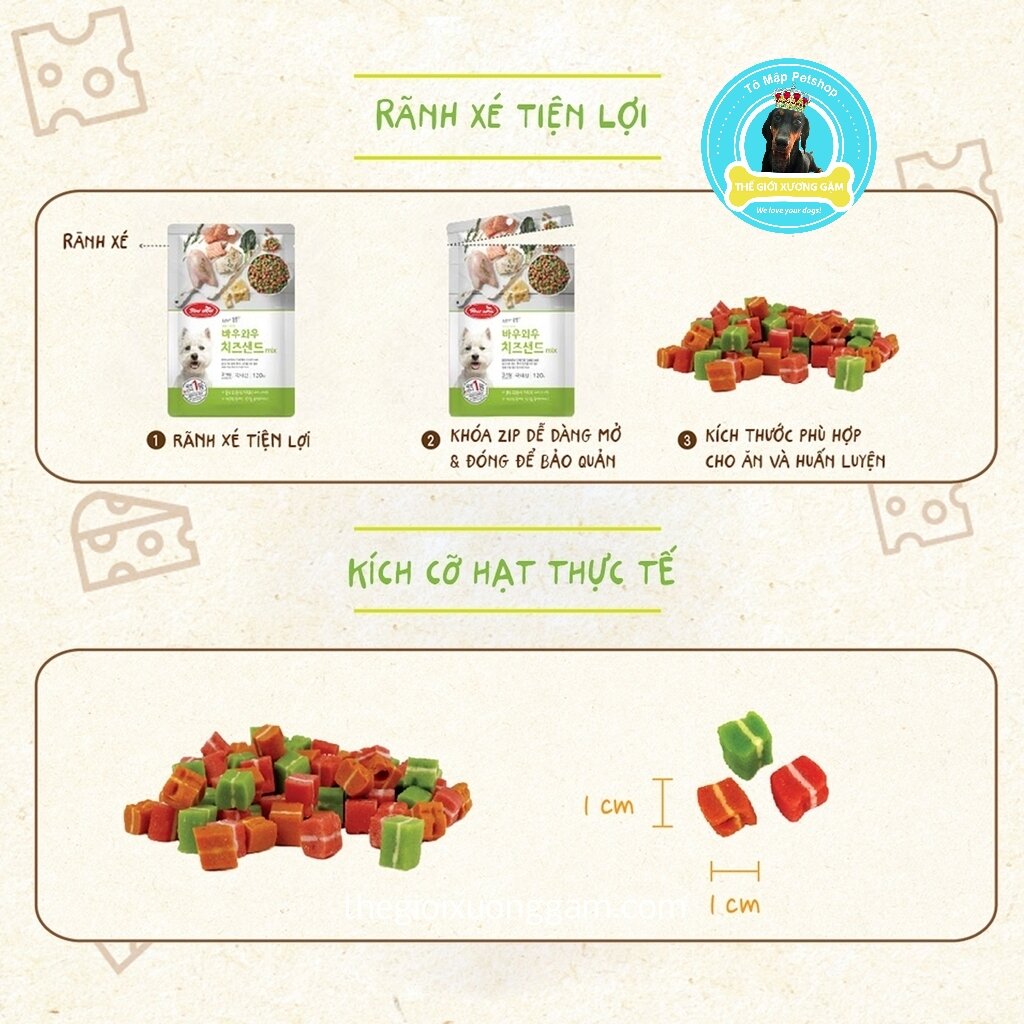 [HCM] PHÔ MAI VIÊN BOWWOW CHO CHÓ TÚI ZIP 100GR
