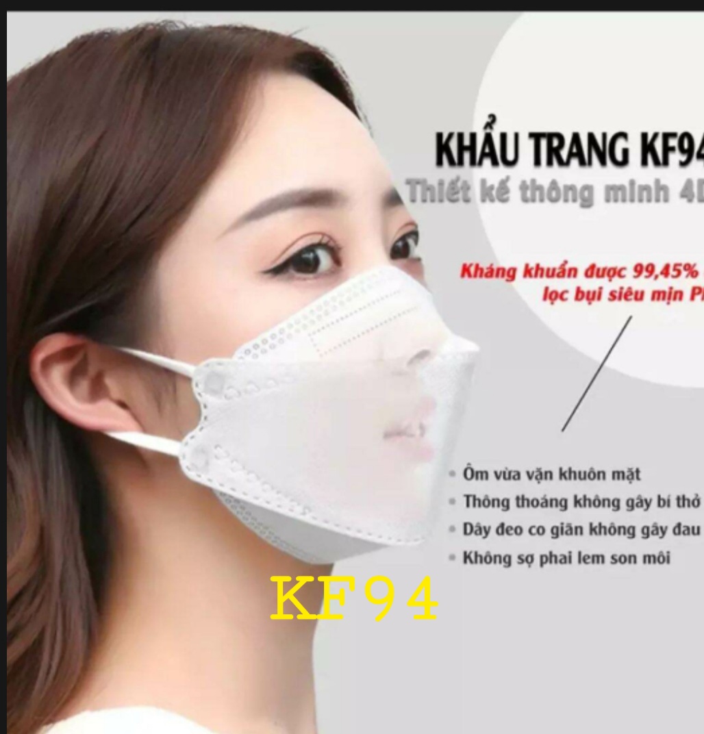 KHẨU TRANG KF94  HÀNG CHẤT LƯỢNG TỐT  ( CABON 5 BỊCH 50 CÁI  ) TRẮNG