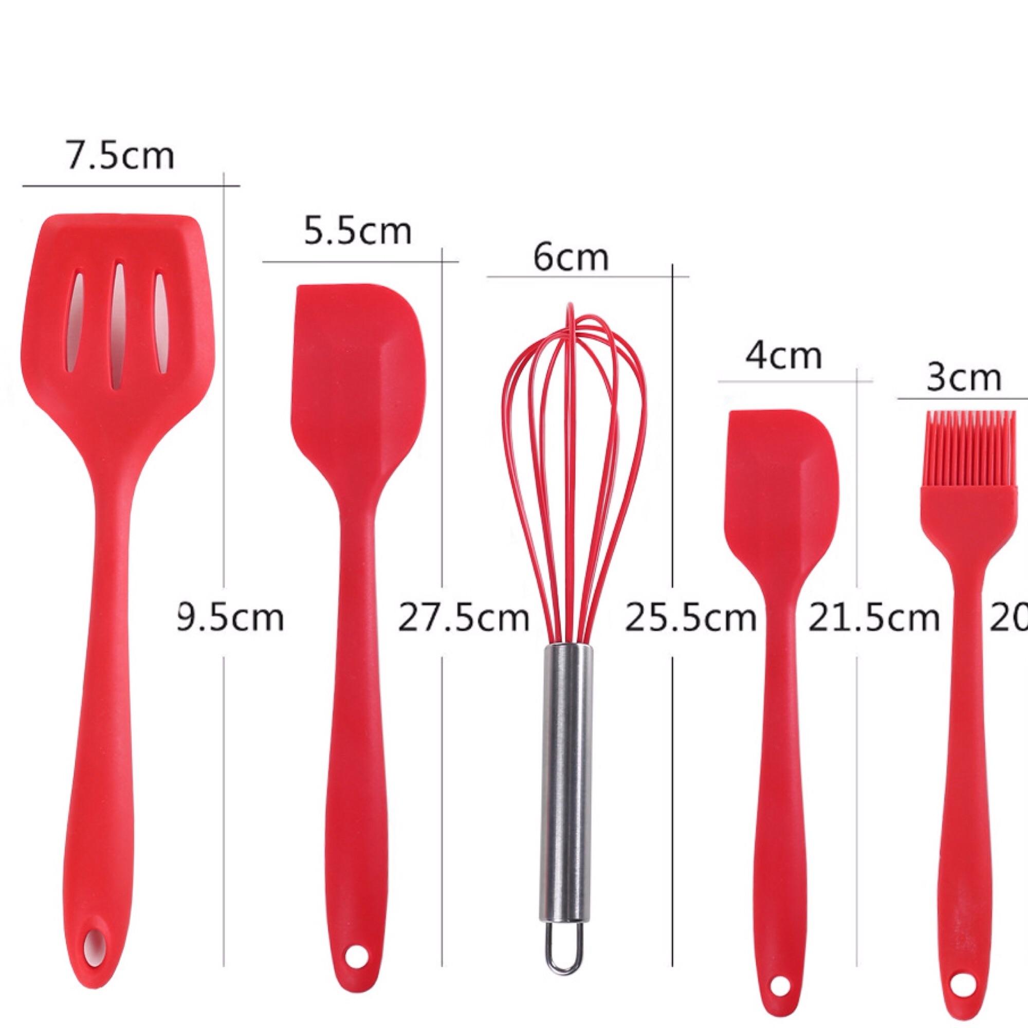 Bộ 5 chổi phới spatula đỏ silicon