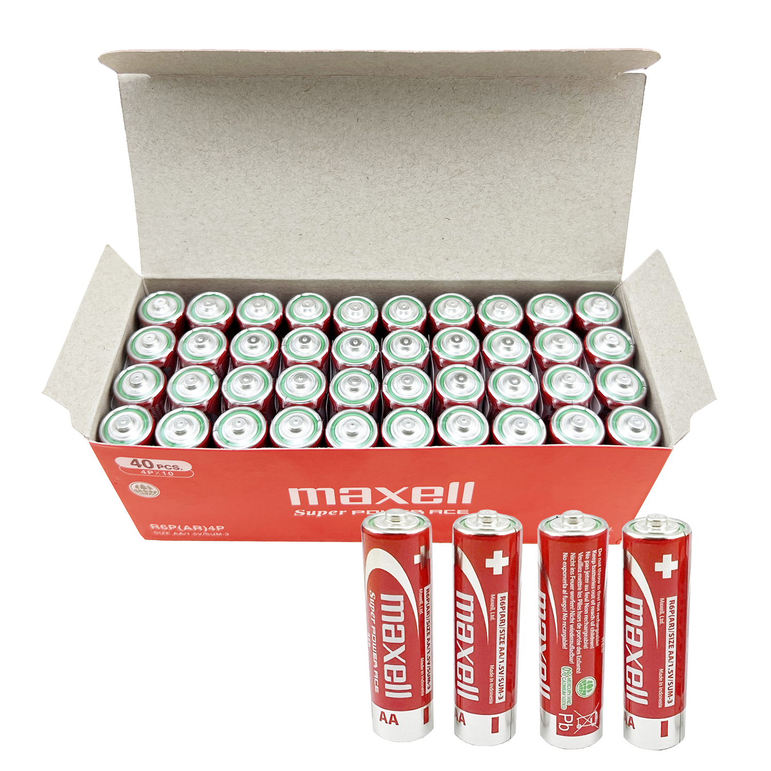 Pin AA ( 2A ) Maxell ( pin tiểu Lớn) carbon  Siêu Bền R6P (Đỏ)  Maxell Super Power Ace