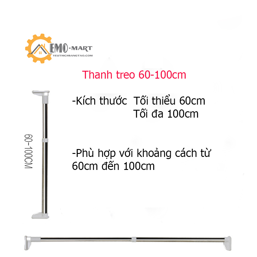 [FreeshipMAX] [FREESHIP] Thanh Treo Đa Năng Không Khoan Tường Inox 304 Emo, Đường Kính 32mm – Dày 0.5mm - Chịu Tải Lên Tới 80KG