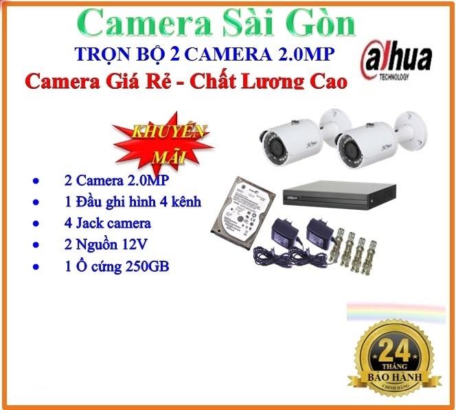 Trọn bộ 1 đầu ghi hình Camera 4 KÊNH 5 trong 1 FULL HD 1080P huyền thoại DAHUA DHI-XVR1A04 + 2 Camera thân FULL HD 1080P DAHUA DH-HAC-HFW1200SP + 1 ổ cứng 250GB + 2 Nguồn12V + 4 Rắc BNC + 1 dây HDMI