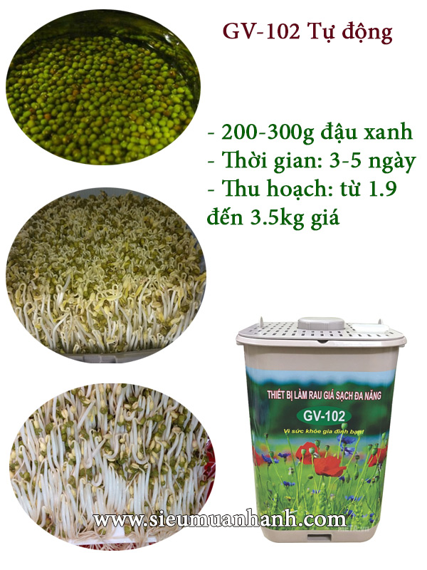 Máy làm giá đỗ rau mầm tự động GV-102(Xám)