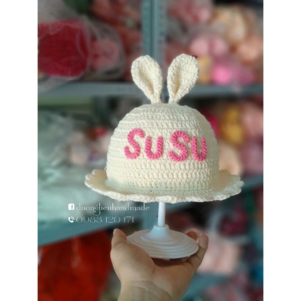 Nón sợi dệt handmade cho bé yêu (gắn tên theo yêu cầu vui lòng ib shop)