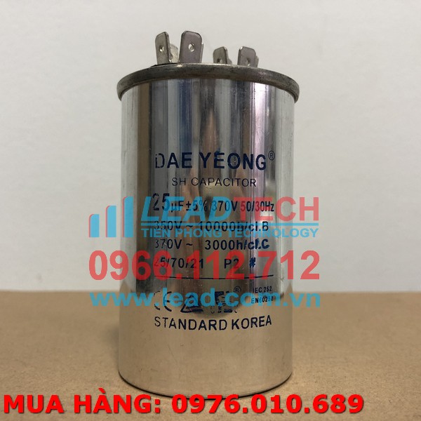 Tụ điện daeyeong cbb65 25uf 370vac jack cắm - tụ điện cho máy lạnh, máy bơm - quạt hút tủ điện, biến tần