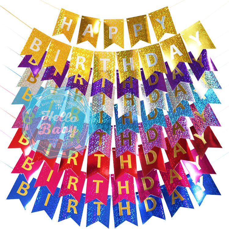 Dây treo chữ Happy Birthday đuôi cá bằng giấy bản nhỏ