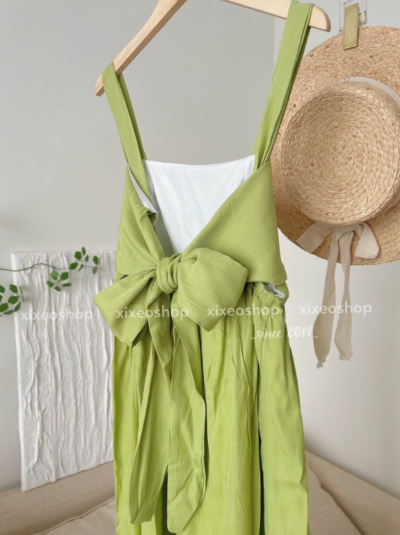 váy hai dây thắt nơ lưng siêu dễ thương