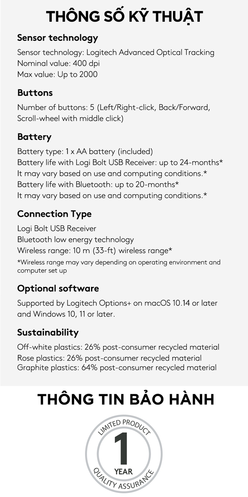 Logitech M650 Business / M650/ M650L Silent Mouse Bluetooth / USB Connection - Genuine 12-Month Warranty