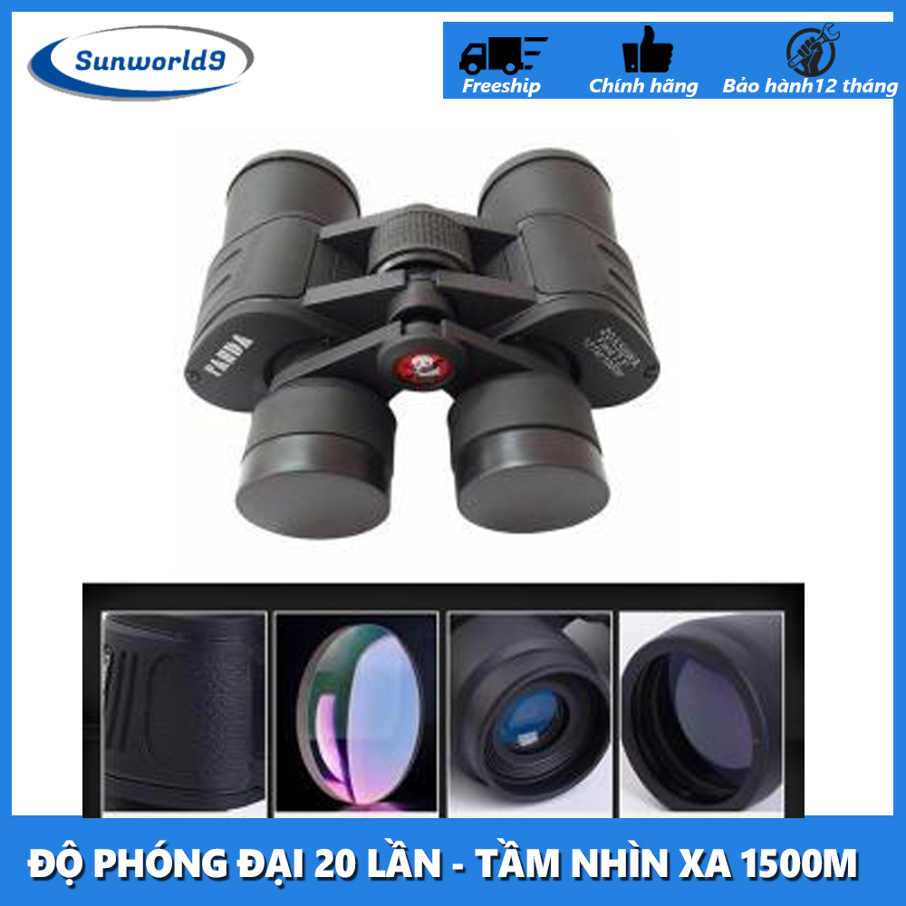 Ống Nhòm Xuyên Thấu 2 Mắt PanDa 20x50 dùng cho Du Lịch, Dã Ngoại, Đi săn, Quan sát từ xa, Công nghệ BAK-4, Độ phóng đại 20 lần, Tầm nhìn xa 1500m, Bảo Hành 12 Tháng do Lỗi của Nhà Sản Xuất