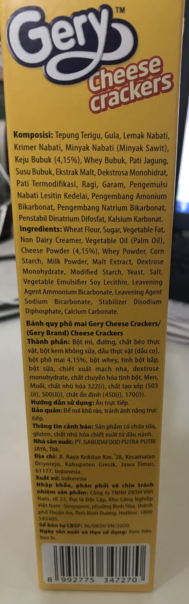Bánh Quy Phô Mai Gery Cheese Crackers (Hộp 270g)