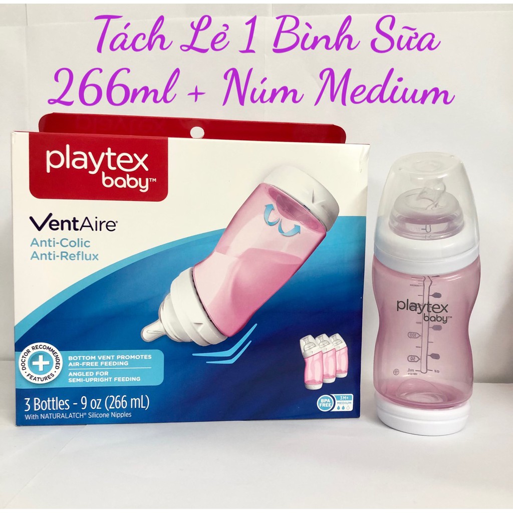 Bình sữa Playtex Ventaire cổ rộng 266ml