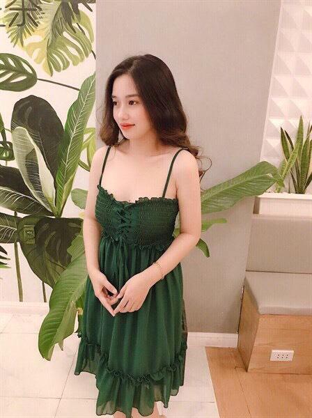 Đầm maxi 2 dây rút  ngực voan-MTB