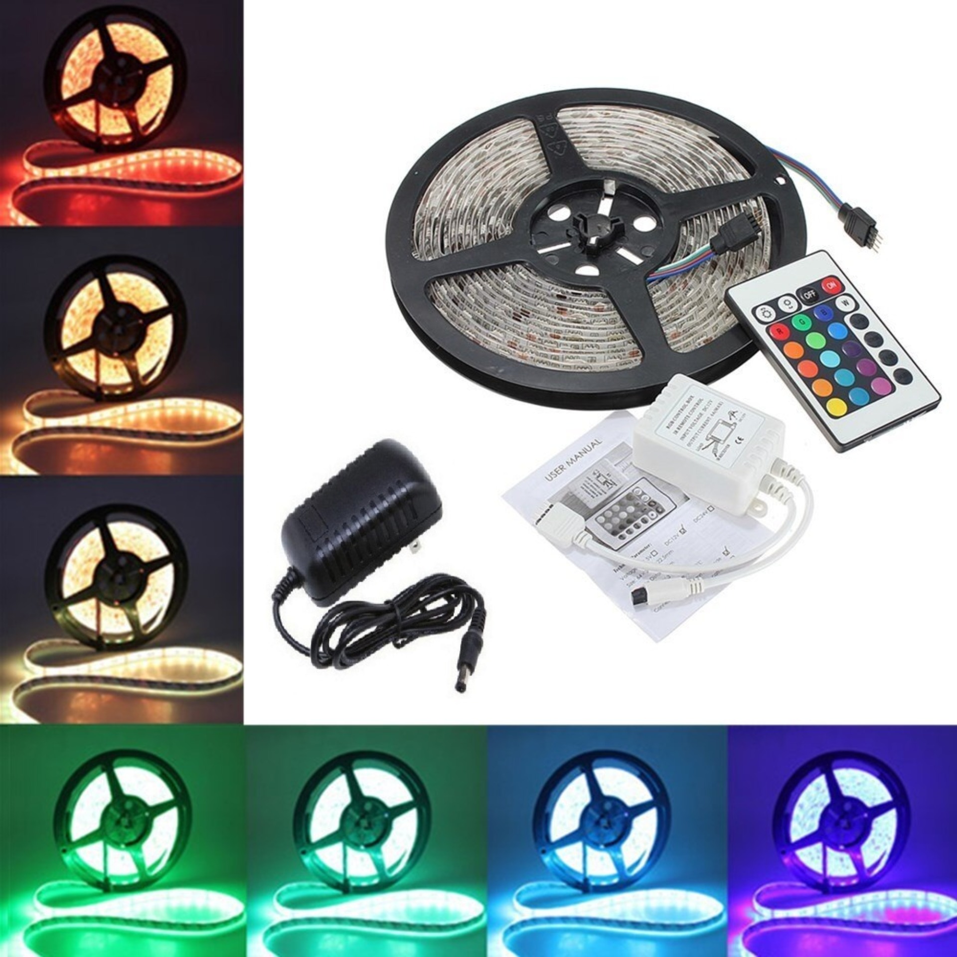 Đèn led dây 5050 rgb cuộn 5m phủ keo silicon + remote