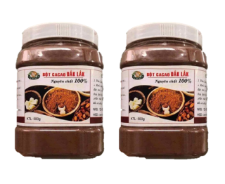 Bộ 2 hộp (mỗi hộp 500gr) bột cacao Dăk Lăk nguyên chất 100% loại đặc biệt mùi vị thơm ngon đậm đà không chứa đường thumbnail