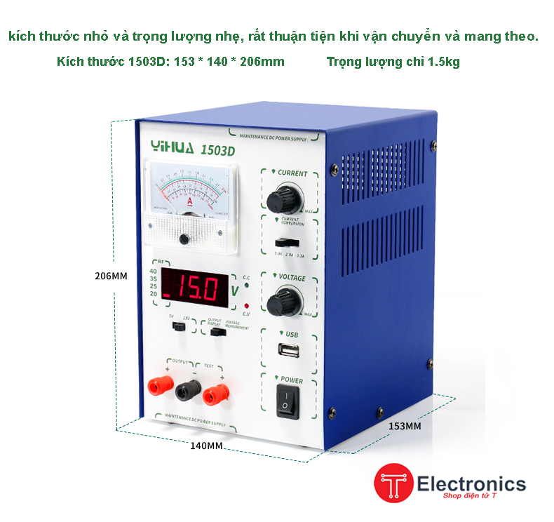 Máy Cấp Nguồn 15V/3A Yihua-1503D