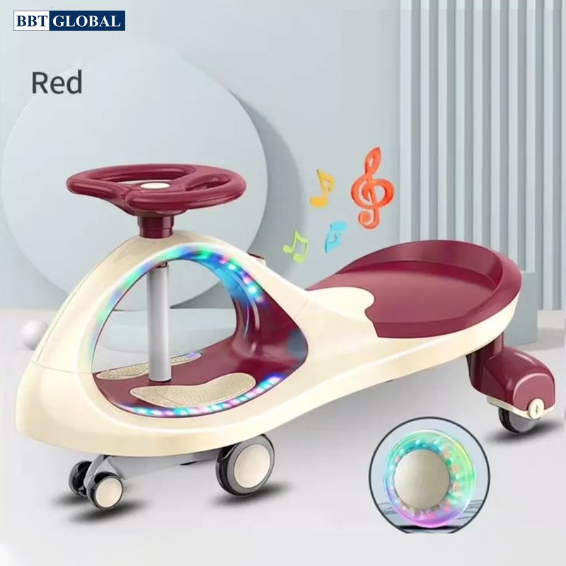 Xe lắc cao cấp bánh pu giảm sóc có đèn và nhạc bbt global sw004