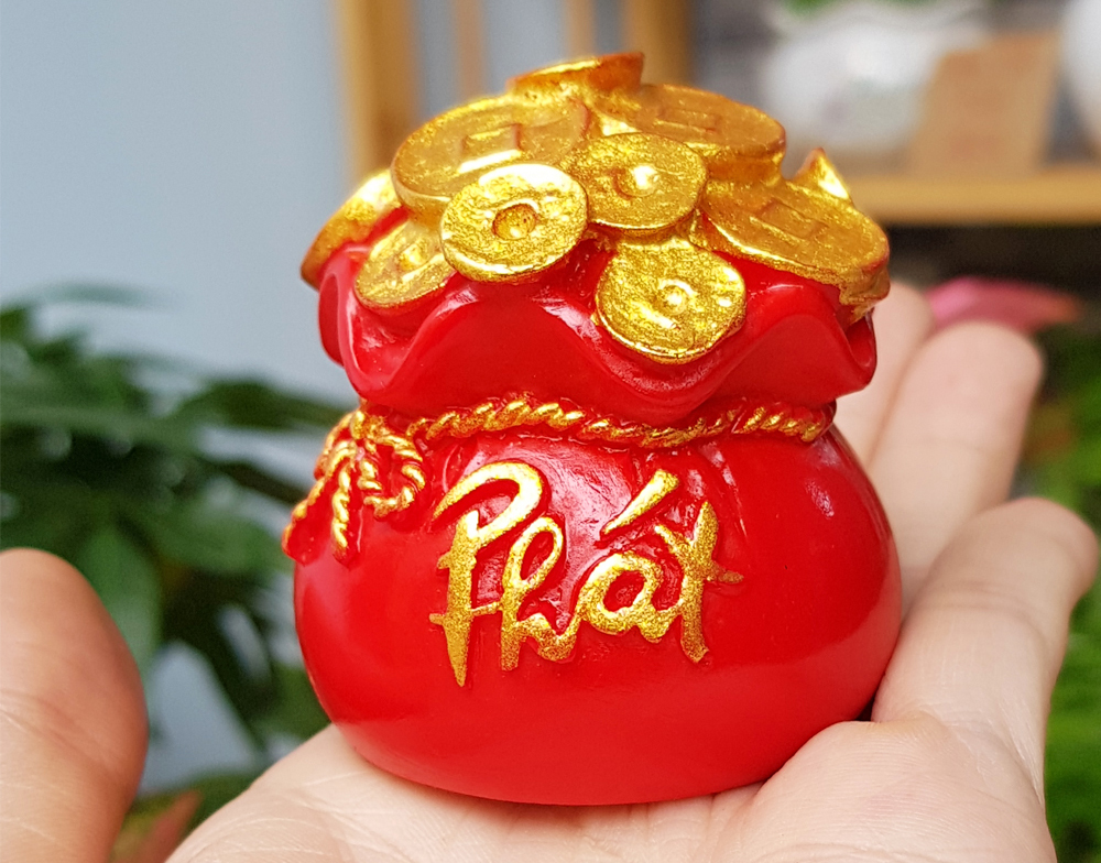 [HCM]Túi vàng đỏ chữ PHÁT - Phát Tài Phát Lộc 6cm