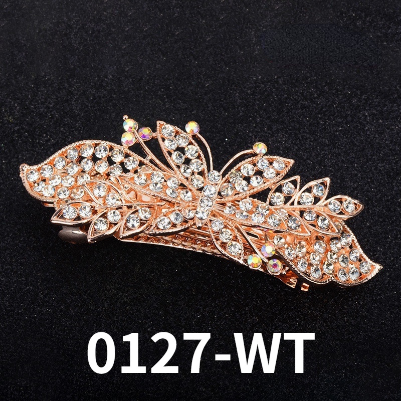 Colorful Headdress Rhinestone Butterfly Hairpin Spring Clip Elegant Ladies Hair Accessories