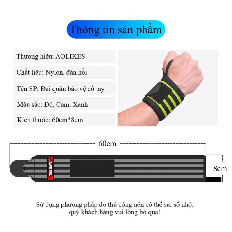 Đai quấn bảo vệ cổ tay Aolikes -1539 (1 đôi)