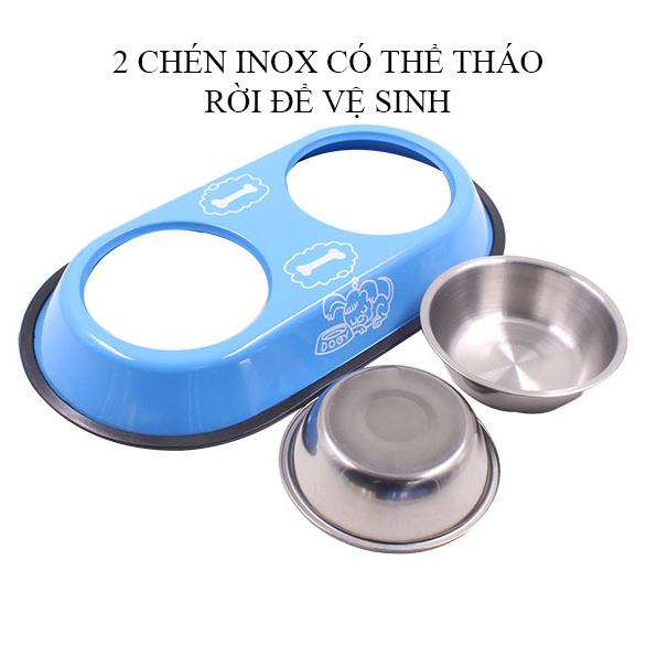 [HCM]Chén ăn đôi cho chó mèo - Bát ăn 002