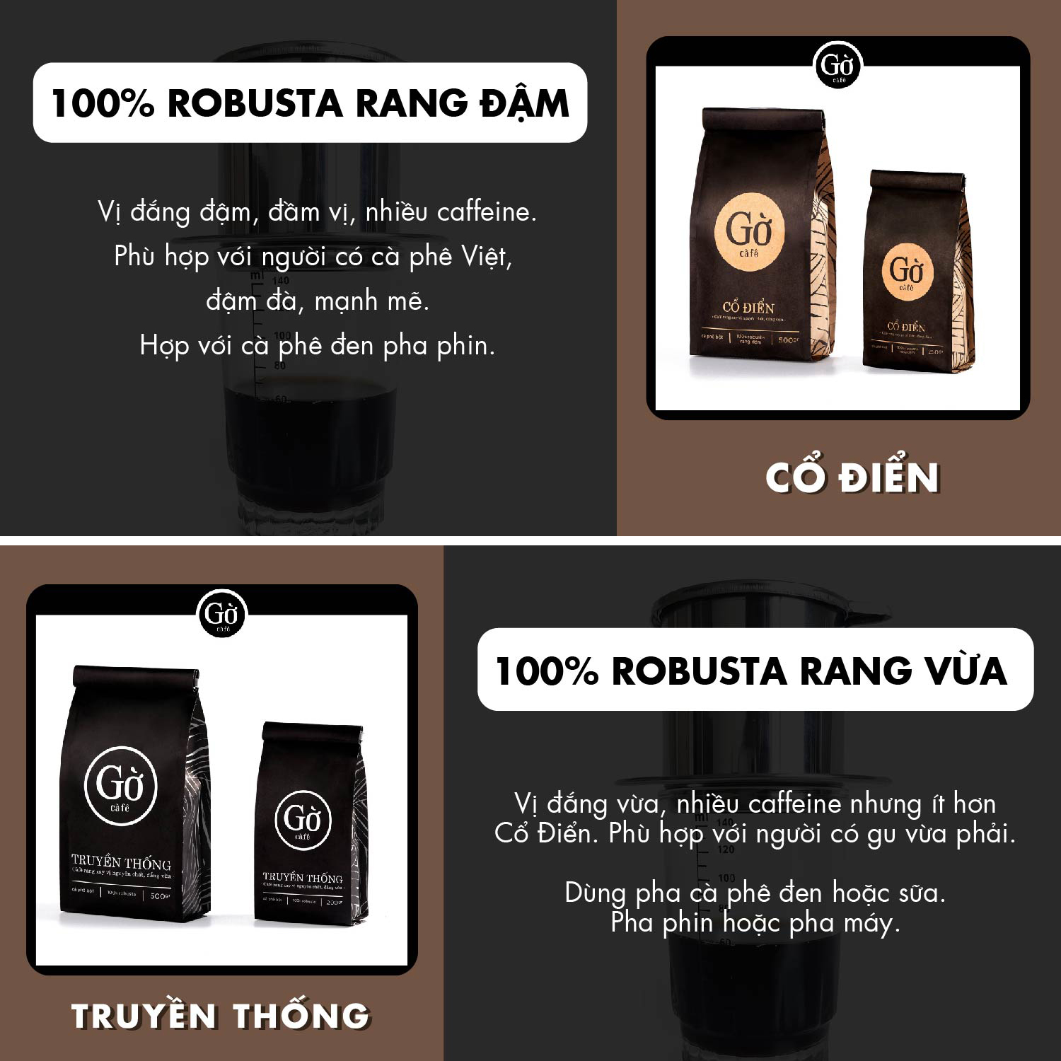 [COMBO 5 MÓN] Cà phê & Bộ dụng cụ pha phin tại nhà- Gờ cafe