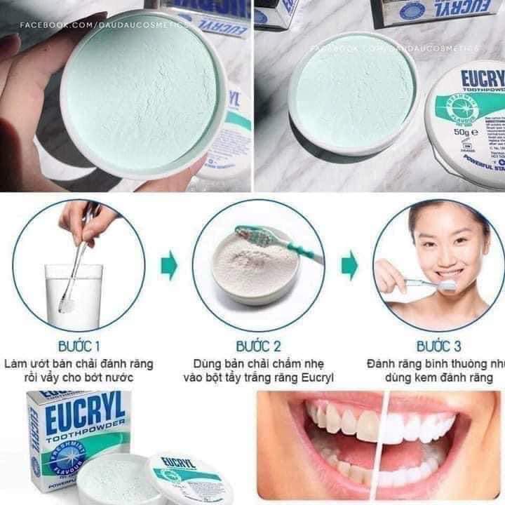 Bột trắng răng Eucryl giúp răng trắng sáng