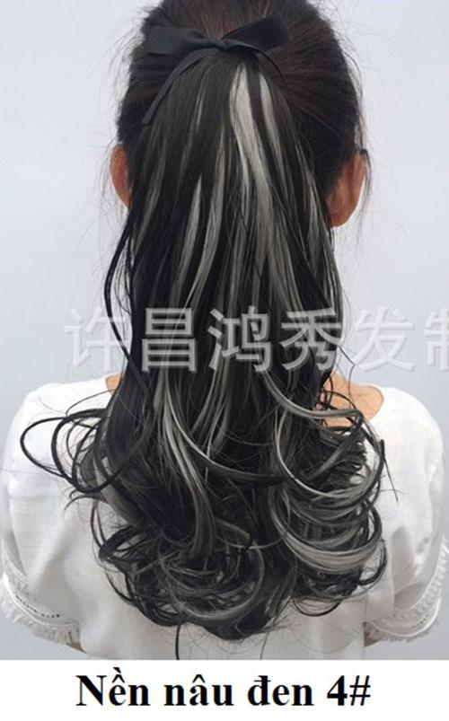 Tóc giả cột line Xám khói 💖FREESHIP💖 tóc giả nữ cột đuôi, buộc tóc giả nữ, đuôi tóc giả xoăn line Sỉ 40k