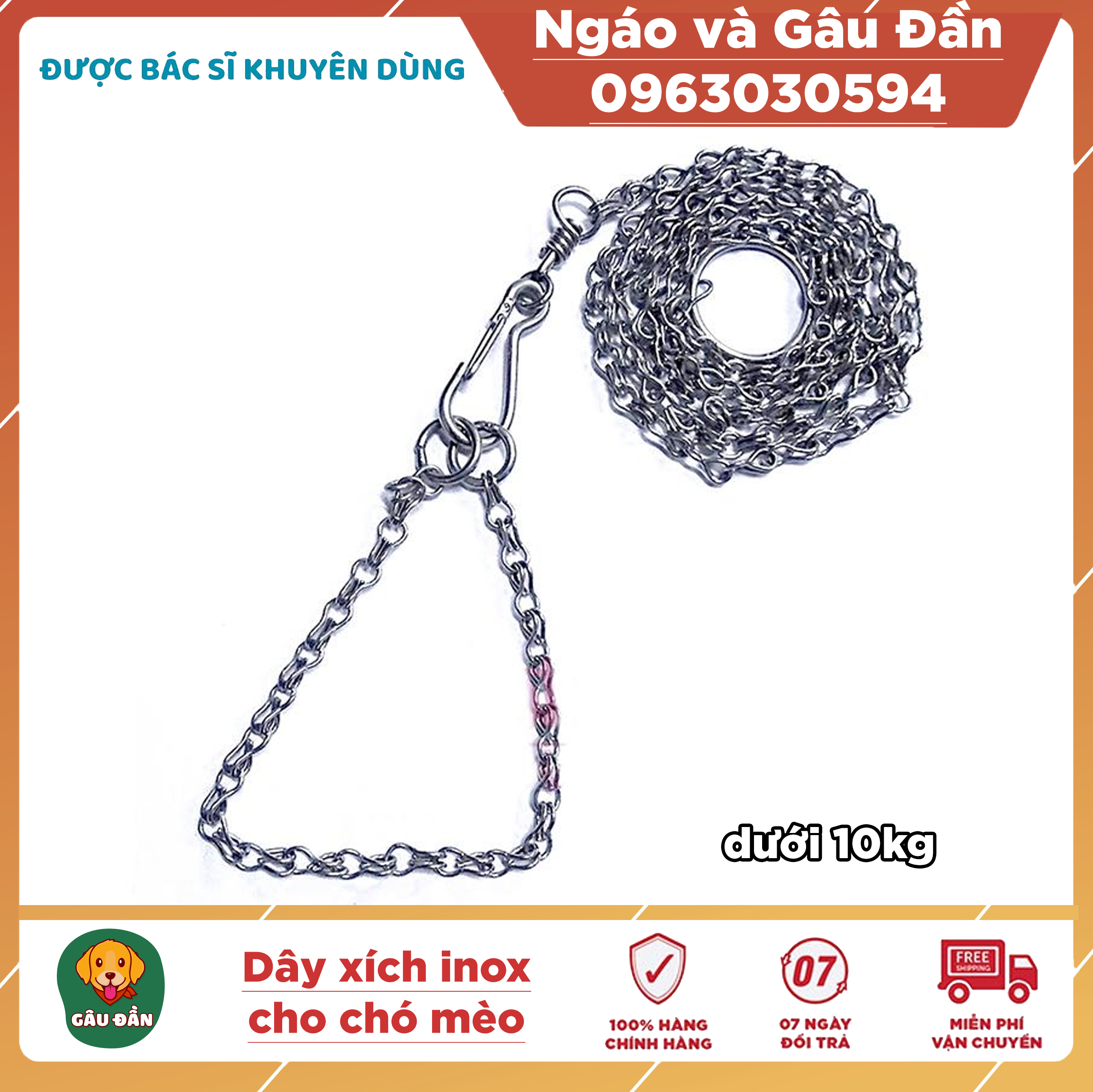 Dây xích cho chó Dây xích và vòng cổ cho chó inox dành cho thú cưng