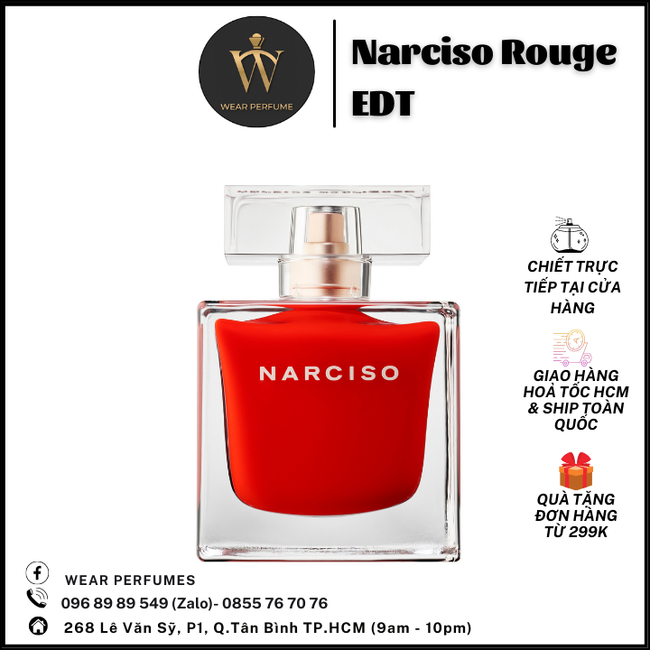 Nước Hoa Nữ Narciso Rouge Màu Đỏ EDT - Phong cách Nữ tính, Quyến rũ, Thanh lịch - Fullsize và Chiết