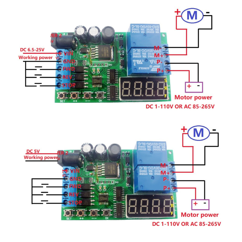 Bộ Điều Khiển Chuyển Tiếp/Lùi Động Cơ 5V - 24V, Rơ Le Chu Kỳ Thời Gian Trễ