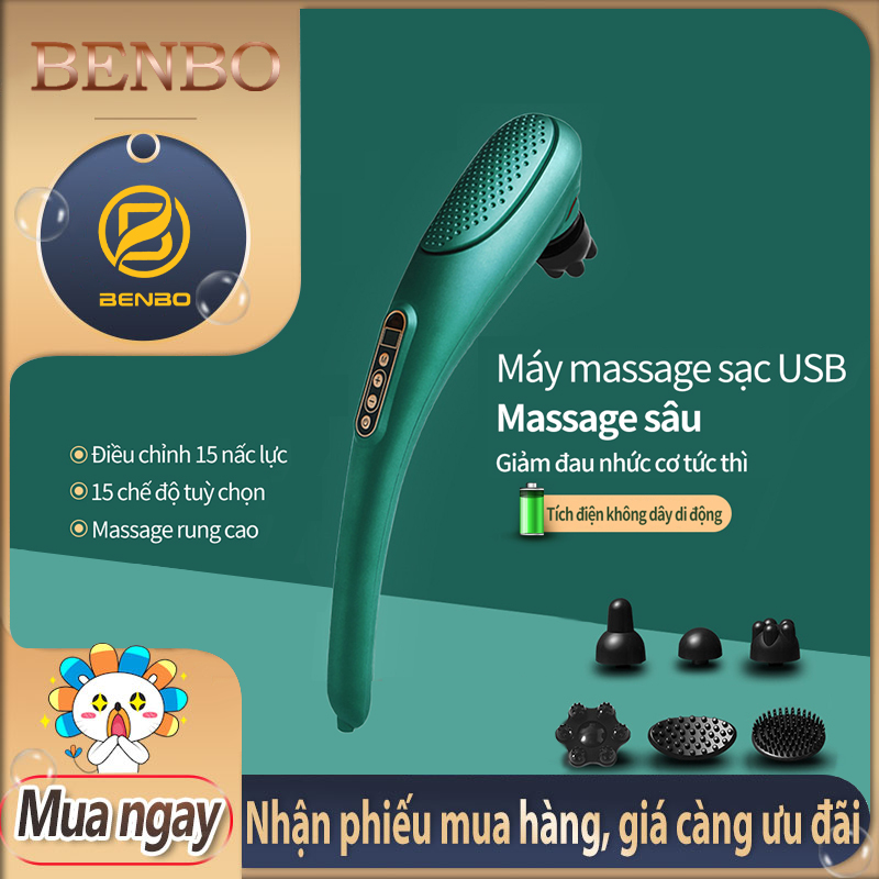 Máy Massage Cầm Tay - Máy Đấm Lưng Massage Cầm Tay Sạc Pin Không Dây 6 Đầu