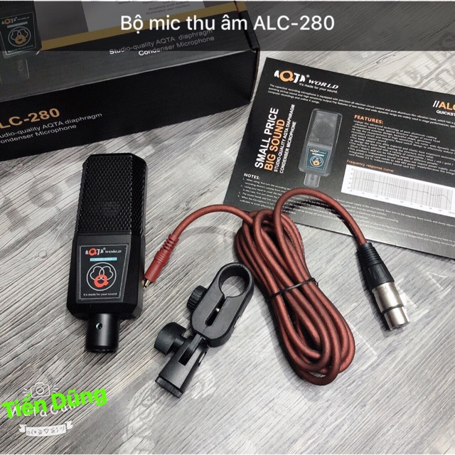Mic thu âm AQTA ALC-280 mic hát karaoke hoặc live stream chạy nguồn 5v dùng cho các sound card, mixer, ioncon