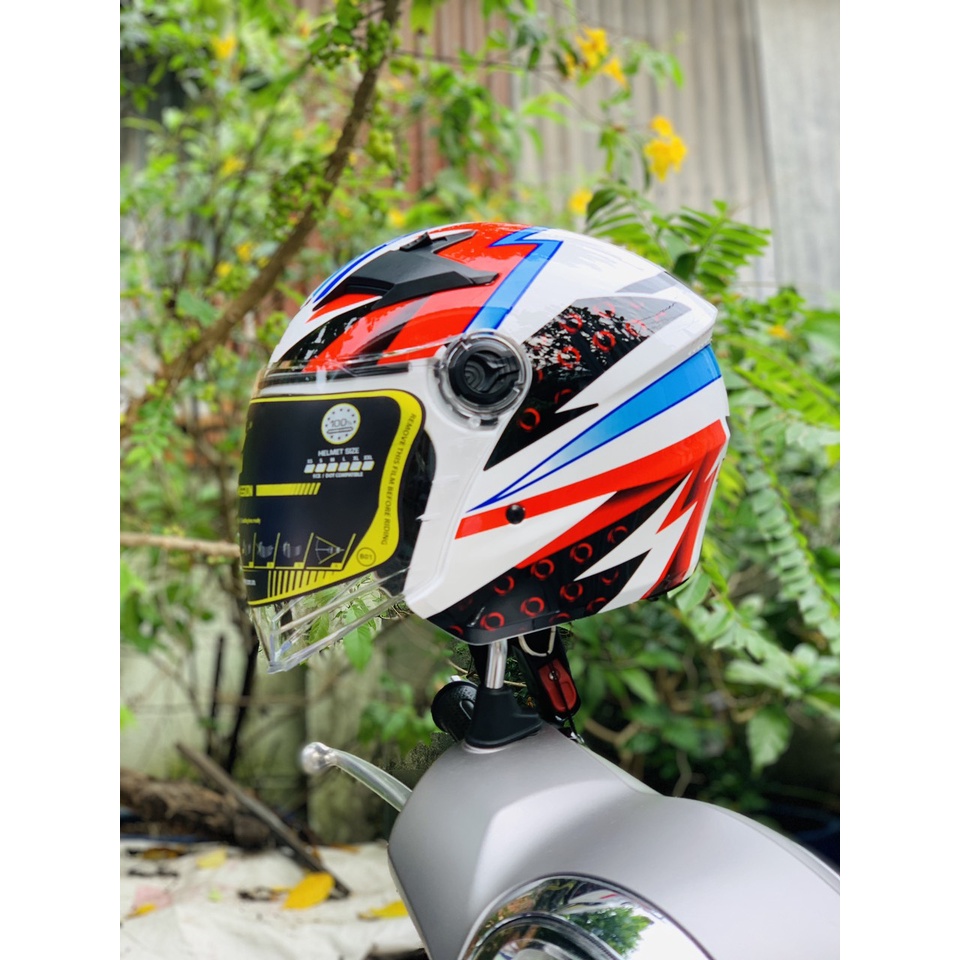 Nón bảo hiểm 3/4 2 kính M268 tem Dragon boy chính hãng cao cấp