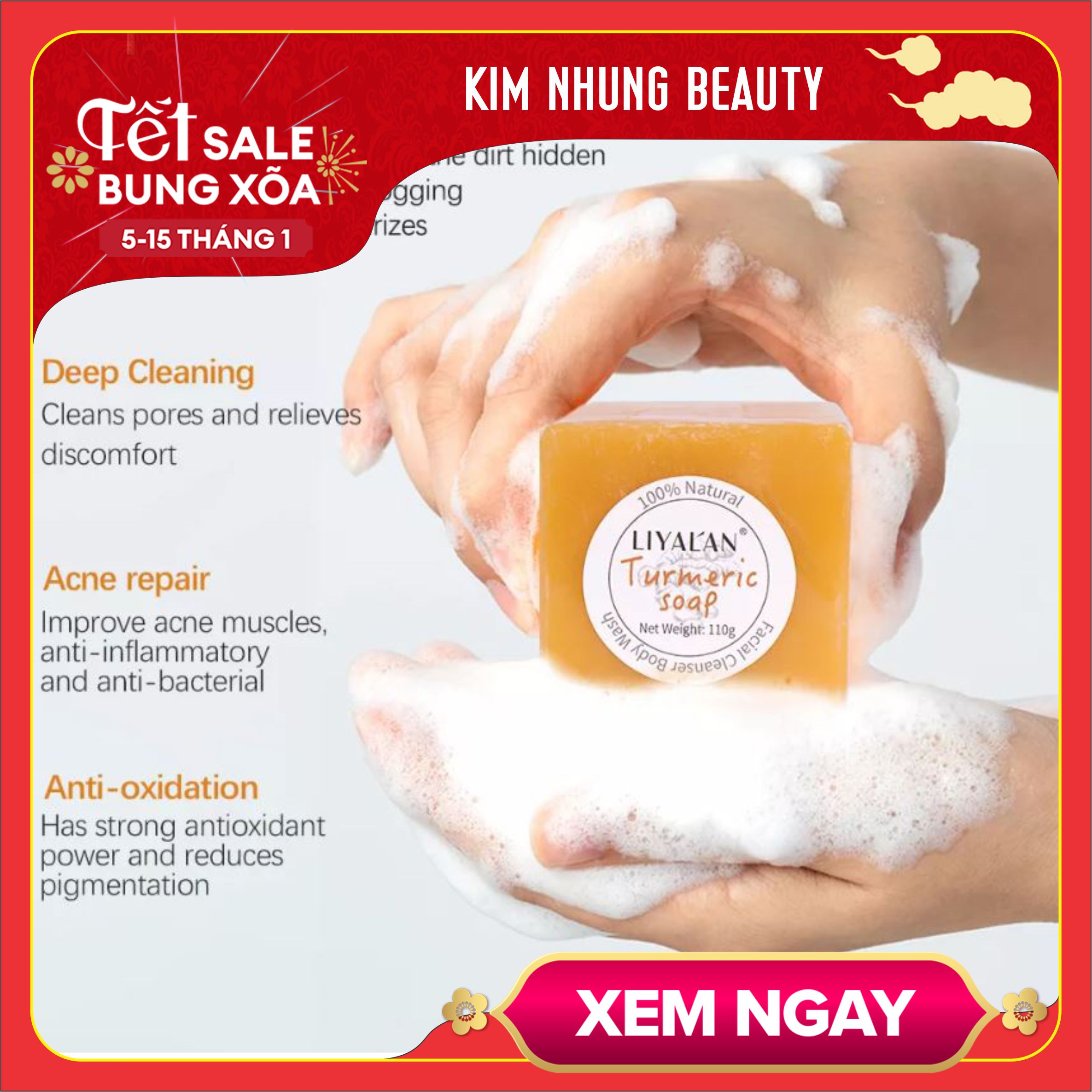 1 Bánh Lẻ Xà Phòng Cam Nghệ Thái Lan