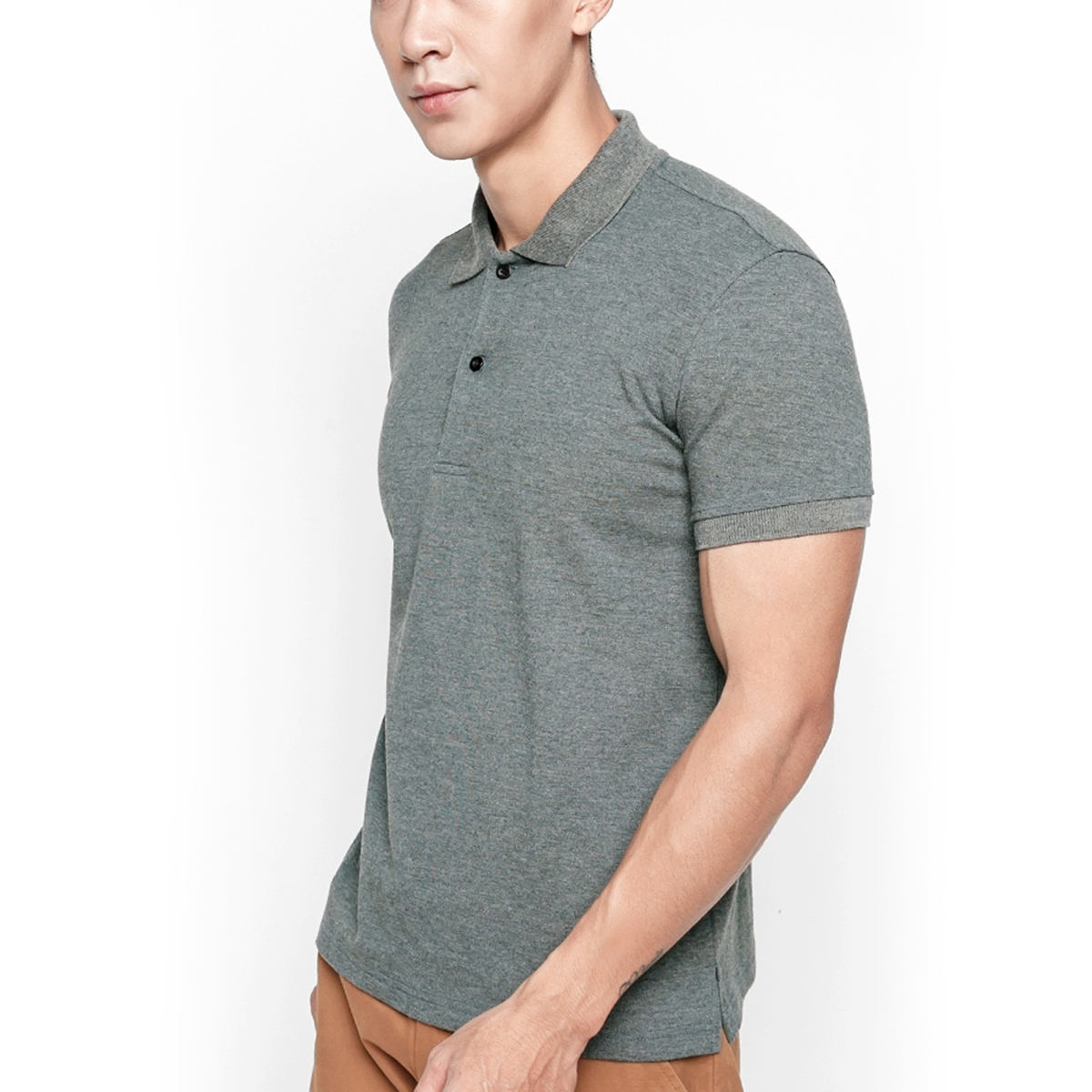 Áo Polo Nam Màu Trơn The Basic Vải Cá Sấu Co Giãn 4 Chiều