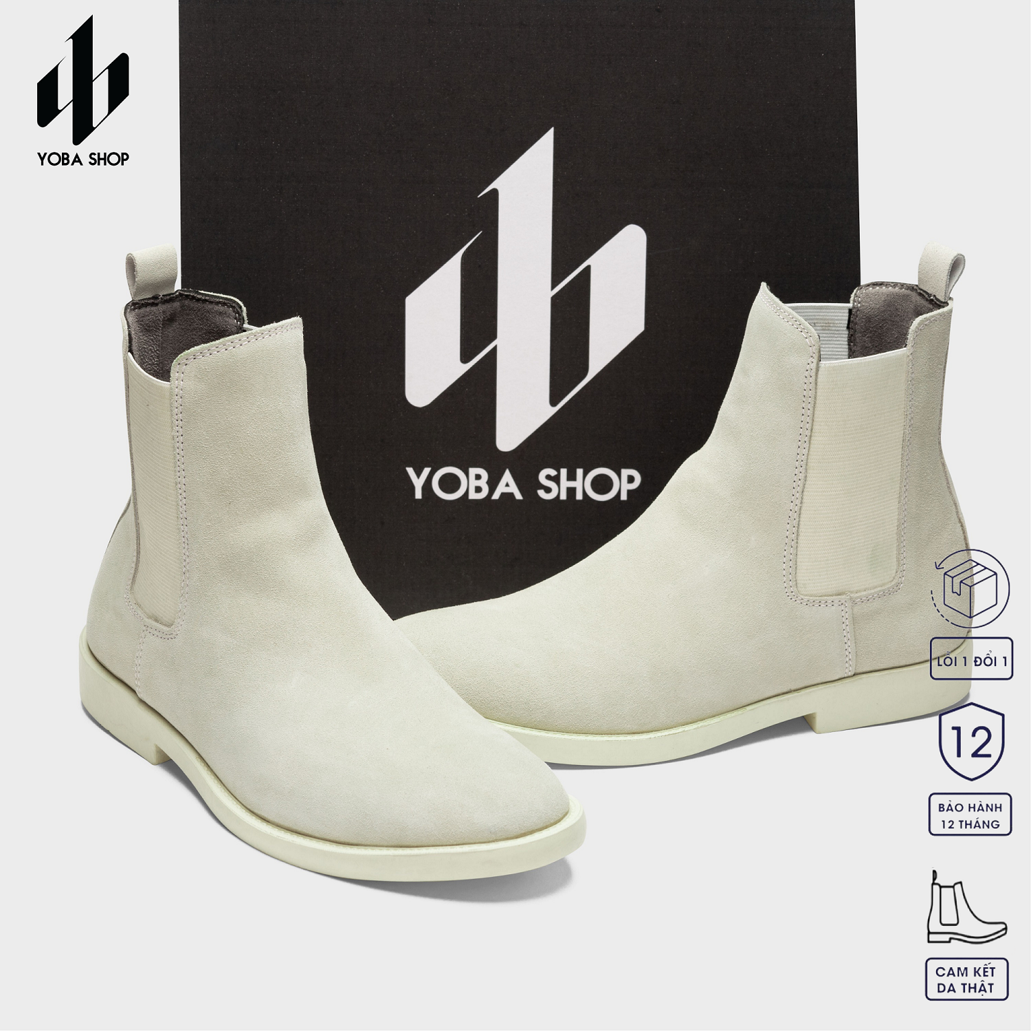 GIÀY CHELSEA BOOTS DA LỘN YOBA , GIÀY NAM CỔ CAO DA LỘN (DA THẬT 100%) G93