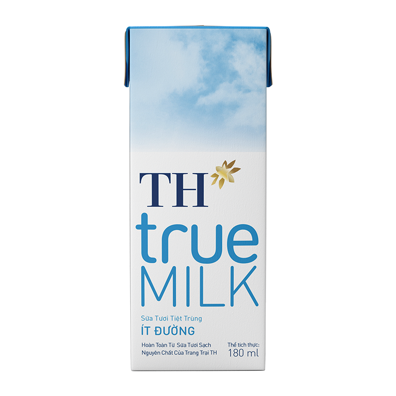 Sữa tiệt trùng TH True Milk 180ml ít đường