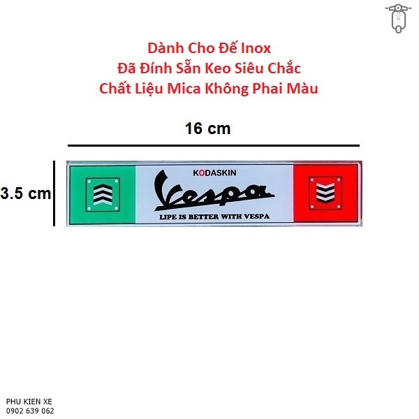 Tem Mica Dán Đế Biển Số Cho Vespa