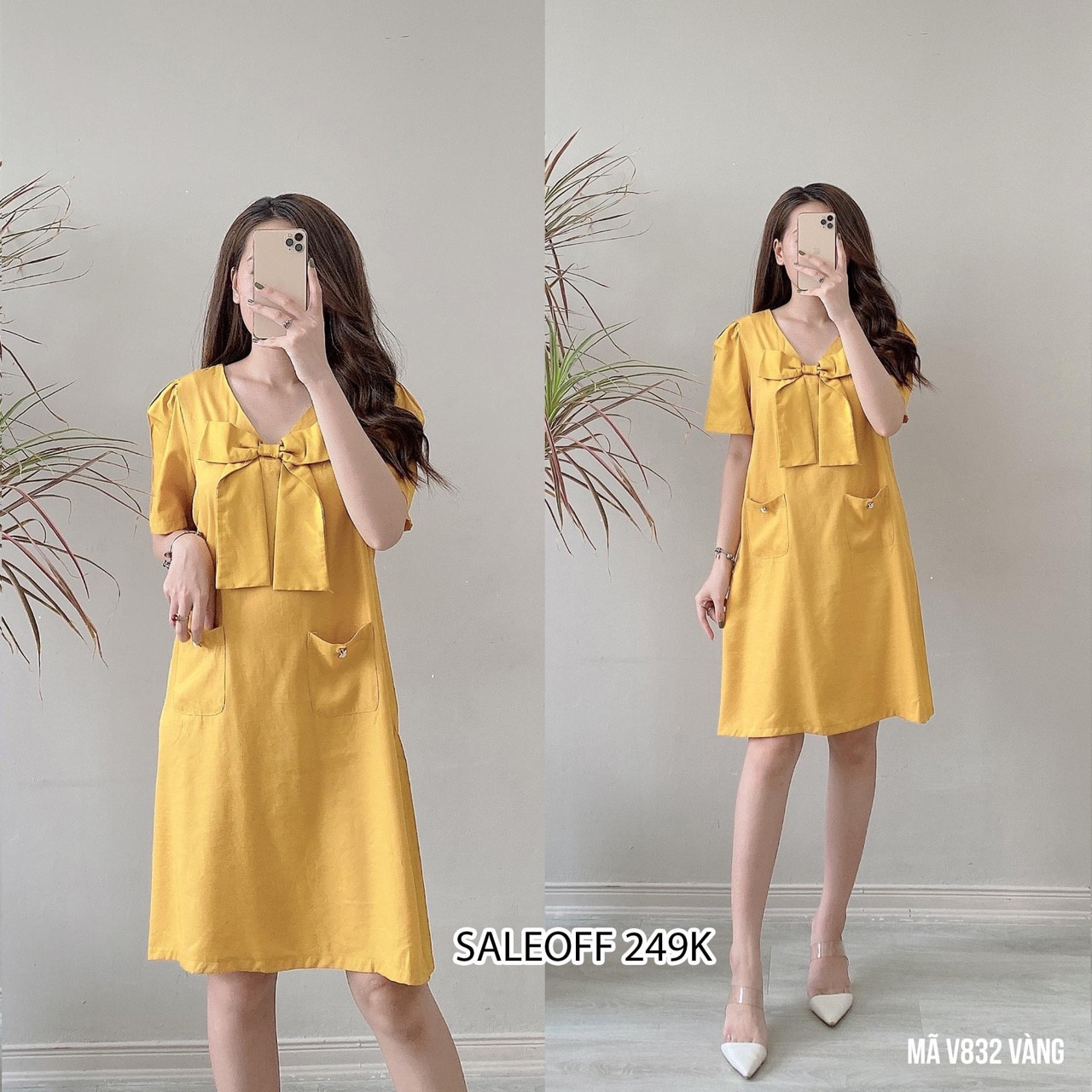 Đầm bầu xuông- Váy bầu mẫu mới xuông a cổ nơ điệu mặc bầu và thời trang