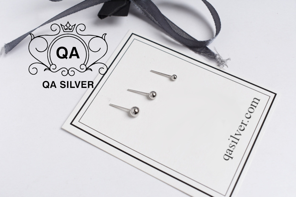 Bông tai bạc 925 bi nụ tròn khuyên nam nữ trơn tối giản S925 BASIC QA SILVER Earrings EA170508